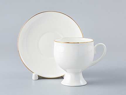 Чашка с блюдцем кофейная 160 мл.,  форма Классическая-2, рисунок Золотая лента арт. 81.13881.00.1