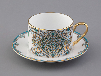 Чашка с блюдцем 250 мл в подарочной упаковке форма Соло, рисунок, Ландыш майский, арт. 81.32654.00.1