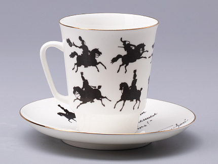 Чашка с блюдцем 165 мл форма Майская рисунок Русские писатели Толстой, арт. 81.31159.00.1