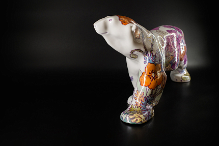 Скульптура Медведь идущий, большой размер, рисунок Цветущая Арктика, арт 62.21613.00.1