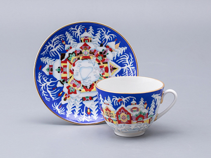 Чашка с блюдцем чайная 250 мл форма Весенняя рисунок Зимняя сказка арт. 81.10473.00.1