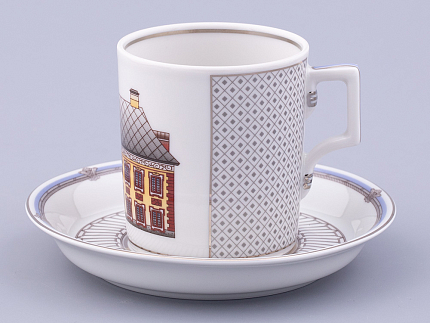 Чашка с блюдцем чайная, форма Гербовая, рисунок Серебряный город 6, арт. 81.32589.00.1
