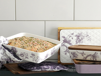 Банка с деревянной крышкой (высокая) форма Стандартная, рисунок Monplaisir Violet, в упаковке, арт 42.00061.00.1