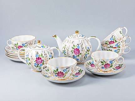 Сервиз чайный Тюльпан Золотые травки, 6 персон 14 предметов, арт. 81.20940.00.1