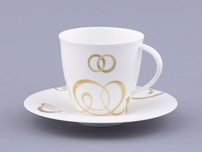 Чашка с блюдцем чайная форма Оливия рисунок Колечки, арт. 81.31427.00.1