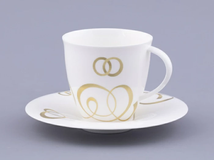Чашка с блюдцем чайная форма Оливия рисунок Колечки, арт. 81.31427.00.1, 