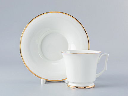 Чашка с блюдцем чайная 210 мл форма Юлия рисунок Золотая лента арт. 81.23998.00.1