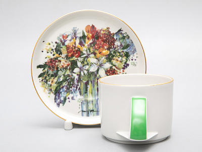 Чашка с блюдцем чайная форма Баланс рисунок Весенний букет/Spring Bouquet, арт. 81.29923.00.1