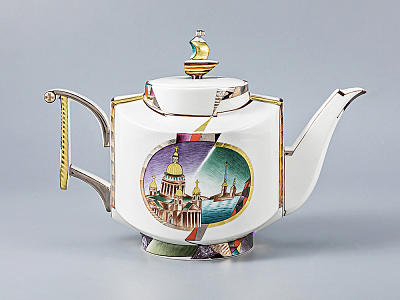 Сервиз чайный форма Ковчег рисунок Ладонь Невы, 4 персоны 12 предметов, арт. 81.15852.00.1