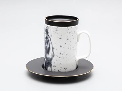 Бокал с блюдцем Тотем в подарочной упаковке, рисунок Тигр арт. 81.30082.00.1, 