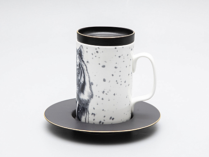 Бокал с блюдцем Тотем в подарочной упаковке, рисунок Тигр арт. 81.30082.00.1