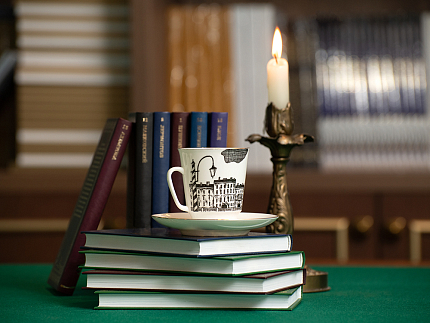 Чашка с блюдцем 165 мл форма Майская рисунок Русские писатели Достоевский, арт. 81.31158.00.1