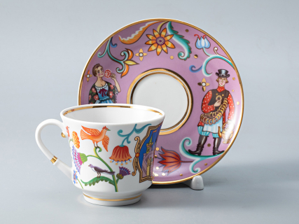 Чашка с блюдцем чайная 220 мл форма Банкетная рисунок Чудоград. Конфеты-бараночки арт. 81.29157.00.1, 