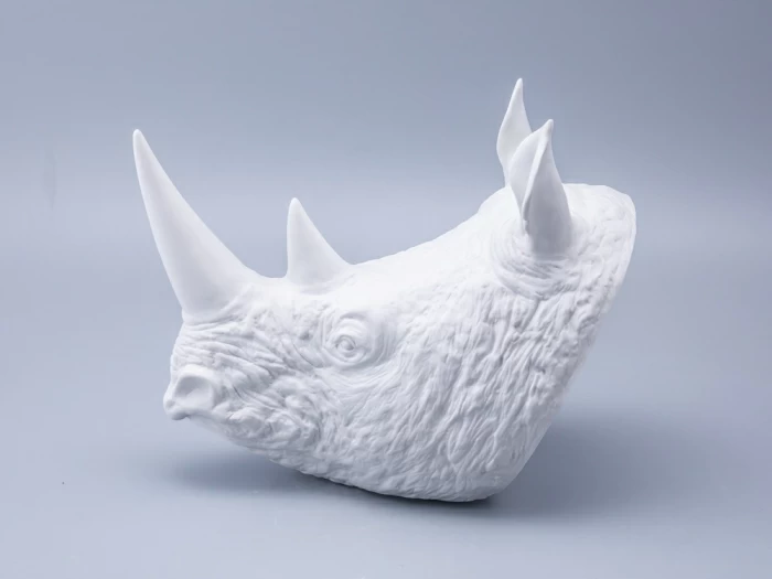 Скульптура форма Носорог голова, Белый бисквит, арт 82.49078.00.1, 