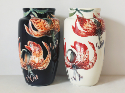 Ваза форма Китайская среднего размера рисунок Ирисы Лилия светлый, арт 80.47140.00.1, 