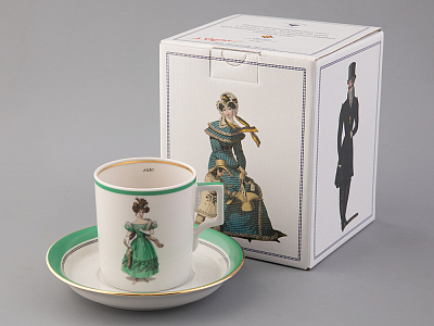 Чашка с блюдцем чайная 220 мл форма Гербовая рисунок Modes de Paris 1830 арт. 81.25415.00.1