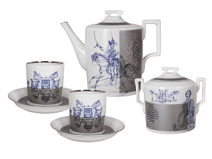 Сервиз чайный форма Гербовая рисунок Гусарский, 6 персон 14 предметов, арт. 81.24660.00.1