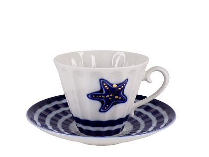 Сервиз чайный форма Лучистая рисунок Морские звезды, 6 персон 14 предметов, арт. 81.28139.00.1