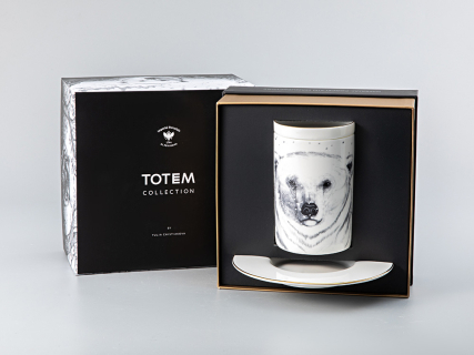 Бокал с блюдцем Тотем в подарочной упаковке, рисунок Медведь арт. 81.28376.00.1, 
