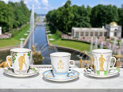 Чашка с блюдцем 165 мл, форма Майская, рисунок Фонтан Тритон, арт. 81.34934.00.1