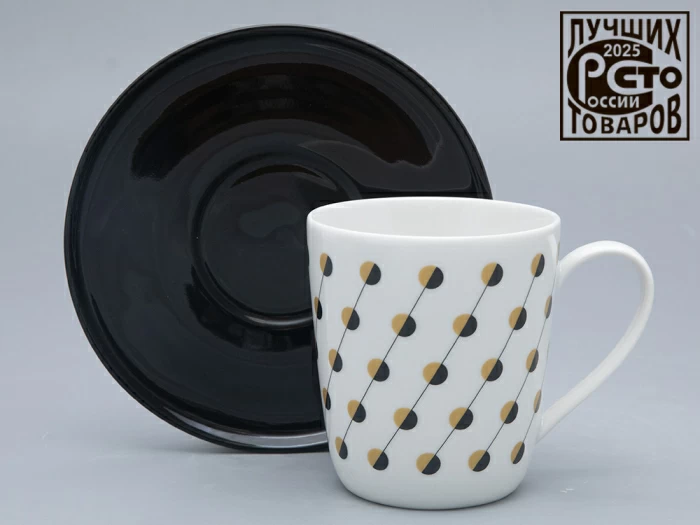 Чашка с блюдцем чайная форма Колокол рисунок Балтийский берег 2, арт. 81.31863.00.1, 