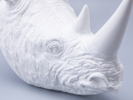 Скульптура форма Носорог голова, Белый бисквит, арт 82.49078.00.1, 