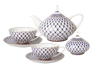 Сервиз чайный форма Купольная рисунок Кобальтовая сетка, 6 персон 14 предметов, арт. 81.21513.00.1