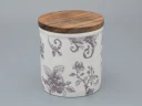 Банка с деревянной крышкой (средняя 120мм) форма Стандартная, рисунок Monplaisir Violet, арт 42.00060.00.1, 