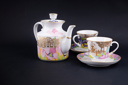 Сервиз чайный 5 предметов на 2 персоны, Город золотой, форма Банкетная, арт 61.21021.00.1