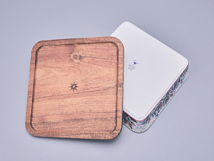 Набор для запекания с деревянной крышкой (2 предмета) в подарочной упаковке, форма Стандартная, рисунок Календа, арт 42.00075.00.1