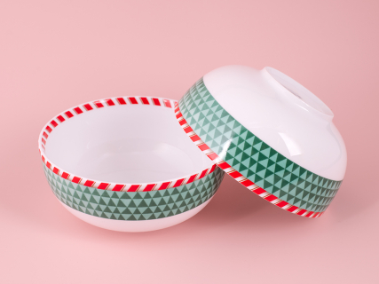 Набор салатников 2шт 160 мм, форма Восточная, рисунок Зимняя история (зеленый) арт. 81.11370.00.1, 