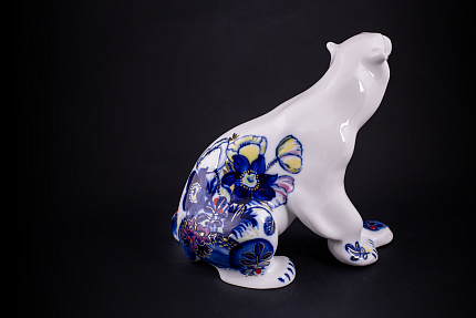 Скульптура Медведь сидит, большой размер, рисунок Флора Арктики, арт 62.16416.00.1