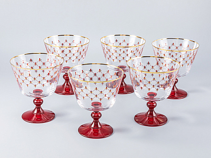 Набор (6 креманок) 380 мл Сетка бордо арт. 14.01059.07