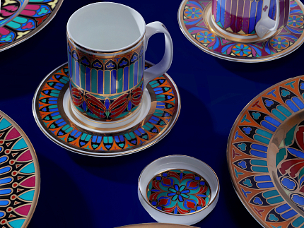 Бокал с блюдцем и крышкой 390 мл в подарочной упаковке, форма Топ, рисунок Готический 10, арт. 81.34169.00.1