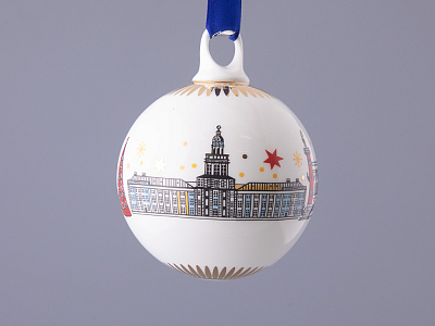 Подарочный набор Ёлочных украшений, форма Шар с петелькой, рисунок Рождественский Петербург, арт. 81.32760.00.1