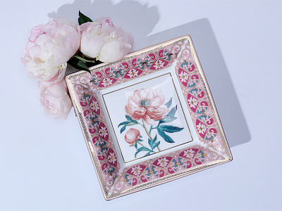 Подставка для мелочей в подарочной упаковке, форма Квадратная, рисунок Дивный Пион, арт 81.34212.00.1