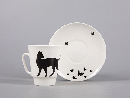 Чашка с блюдцем кофейная 165 мл., форма Майская, рисунок Мотыльки арт. 81.30661.00.1