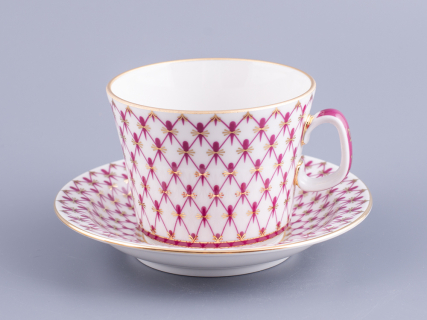 Чашка с блюдцем чайная 200 мл форма Молодежная рисунок Сетка-Блюз 2 арт. 81.24869.00.1, 