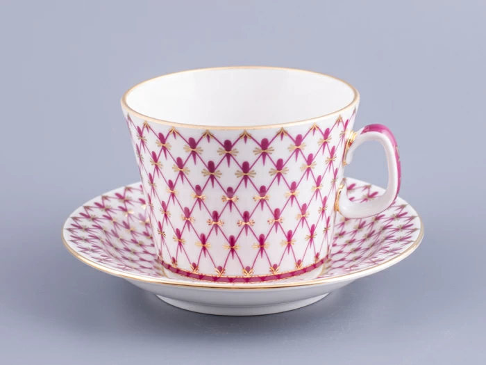 Чашка с блюдцем чайная 200 мл форма Молодежная рисунок Сетка-Блюз 2 арт. 81.24869.00.1, 