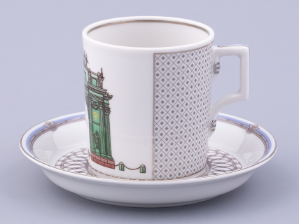 Чашка с блюдцем чайная, форма Гербовая, рисунок Серебряный город 2, арт. 81.32585.00.1, 