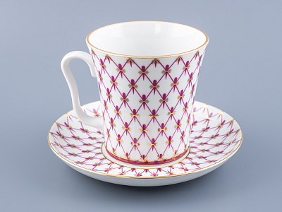 Бокал с блюдцем форма Ленинградский рисунок Сетка-Блюз 2 арт. 81.24769.00.1