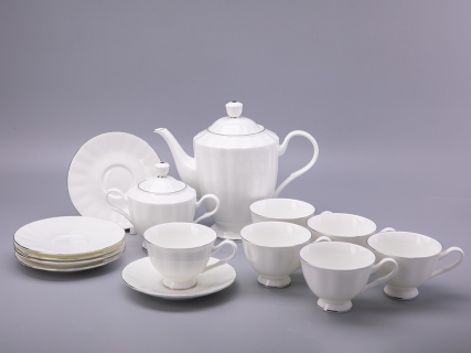 Сервиз чайный форма Нега рисунок Платиновая лента, 6 персон 14 предметов, арт. 81.30715.00.1, 