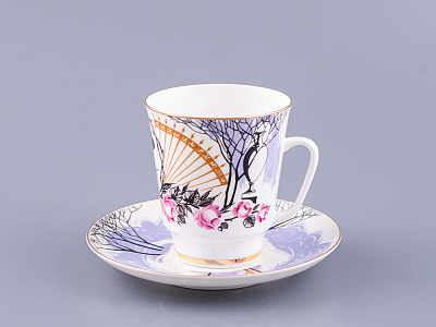 Чашка с блюдцем кофейная 160 мл.,  форма Майская, рисунок Посвящение Анне Андреевне арт. 81.10583.00.1