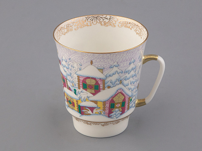 Чашка с блюдцем 165 мл форма Майская рисунок Зимний день, арт. 81.10375.00.1