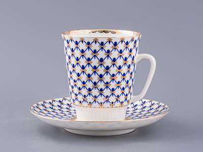 Чашка с блюдцем кофейная 165 мл.,  форма Майская,  рисунок Кобальтовая сетка арт. 81.14574.00.1
