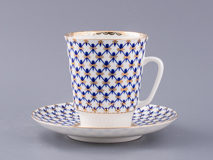 Чашка с блюдцем кофейная 165 мл.,  форма Майская,  рисунок Кобальтовая сетка арт. 81.14574.00.1