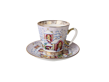 Чашка с блюдцем кофейная 80 мл.,  форма Черный кофе,  рисунок Зимний день арт. 81.14678.00.1