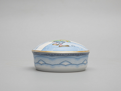 Туалетная коробочка форма Круглая рисунок Зима. Заяц арт. 81.31060.00.1