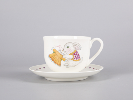 Чашка с блюдцем чайная 335 мл форма Ландыш рисунок Саночки арт. 81.30680.00.1, 