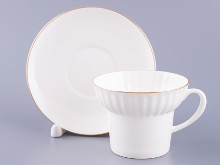 Чашка с блюдцем кофейная 155 мл.,  форма Волна, рисунок Золотой кантик арт. 81.13549.00.1